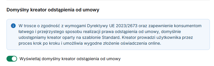 Wymuszenie formularza zwrotów z szablonu Standard