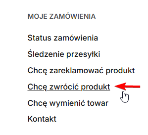 Link „Chcę zwrócić produkt” w stopce sklepu