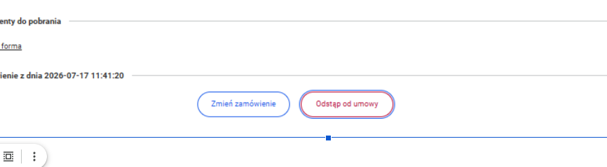 Przycisk „Odstąp od umowy” na podstronie szczegółów zamówienia w sklepie IdoSell