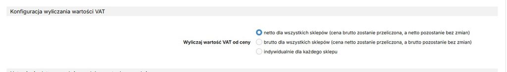 Konfiguracja wyliczania wartości VAT