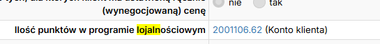 Karta klienta w panelu IdoSell z liczbą punktów w programie lojalnościowym